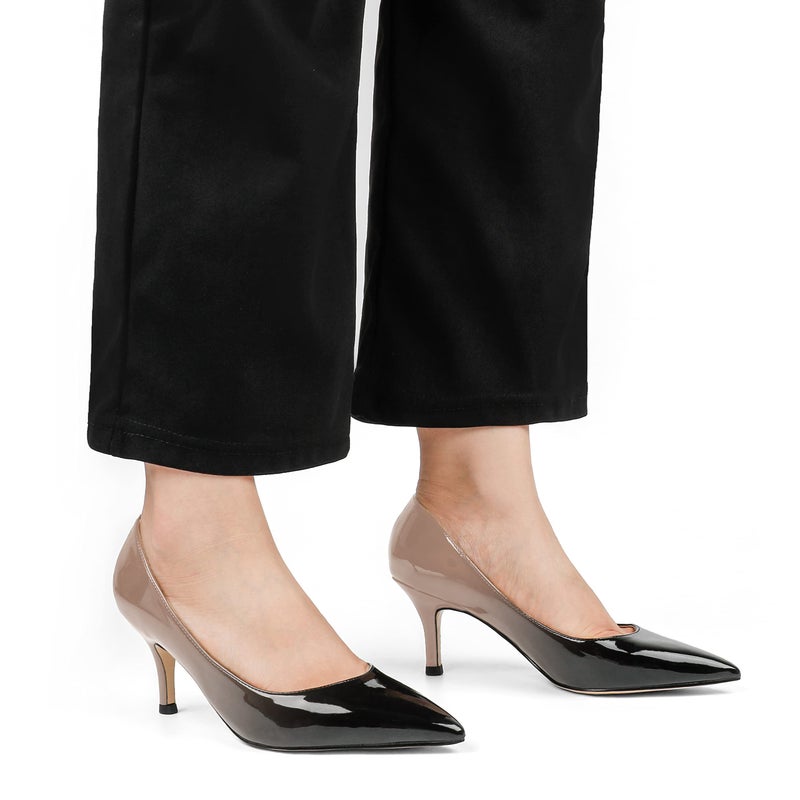 JOY IN LOVE Women's Shoes Low Heels Pointy Toe Kitten Heel Daily Pumps Nude Black 7 US - Image 4